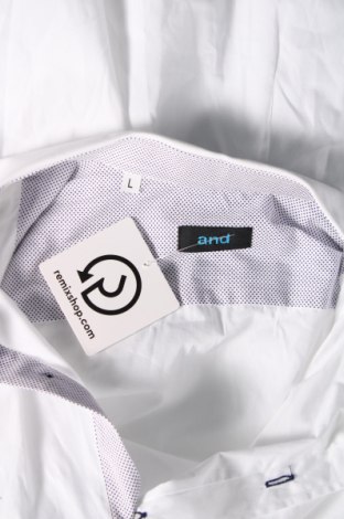 Ανδρικό πουκάμισο AND, Μέγεθος L, Χρώμα Λευκό, Τιμή 15,00 €