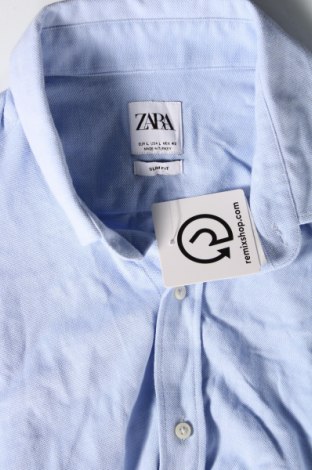 Мъжка риза Zara, Размер L, Цвят Син, Цена 34,00 лв.