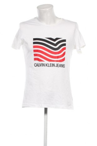 Herren T-Shirt Calvin Klein Jeans, Größe L, Farbe Weiß, Preis 17,39 €