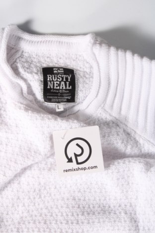 Мъжки пуловер Rusty Neal, Размер L, Цвят Бял, Цена 11,22 лв.