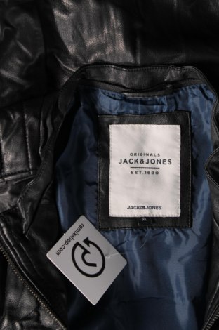 Мъжко кожено яке Jack & Jones, Размер XL, Цвят Черен, Цена 48,00 лв.