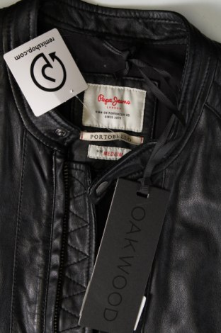 Ανδρικό δερμάτινο μπουφάν Pepe Jeans, Μέγεθος M, Χρώμα Μαύρο, Τιμή 258,00 €