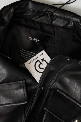 Ανδρικό δερμάτινο μπουφάν Pull&Bear, Μέγεθος XL, Χρώμα Μαύρο, Τιμή 39,50 €