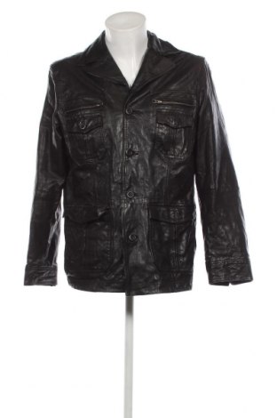 Ανδρικό δερμάτινο μπουφάν Tom Tailor, Μέγεθος L, Χρώμα Μαύρο, Τιμή 88,45 €