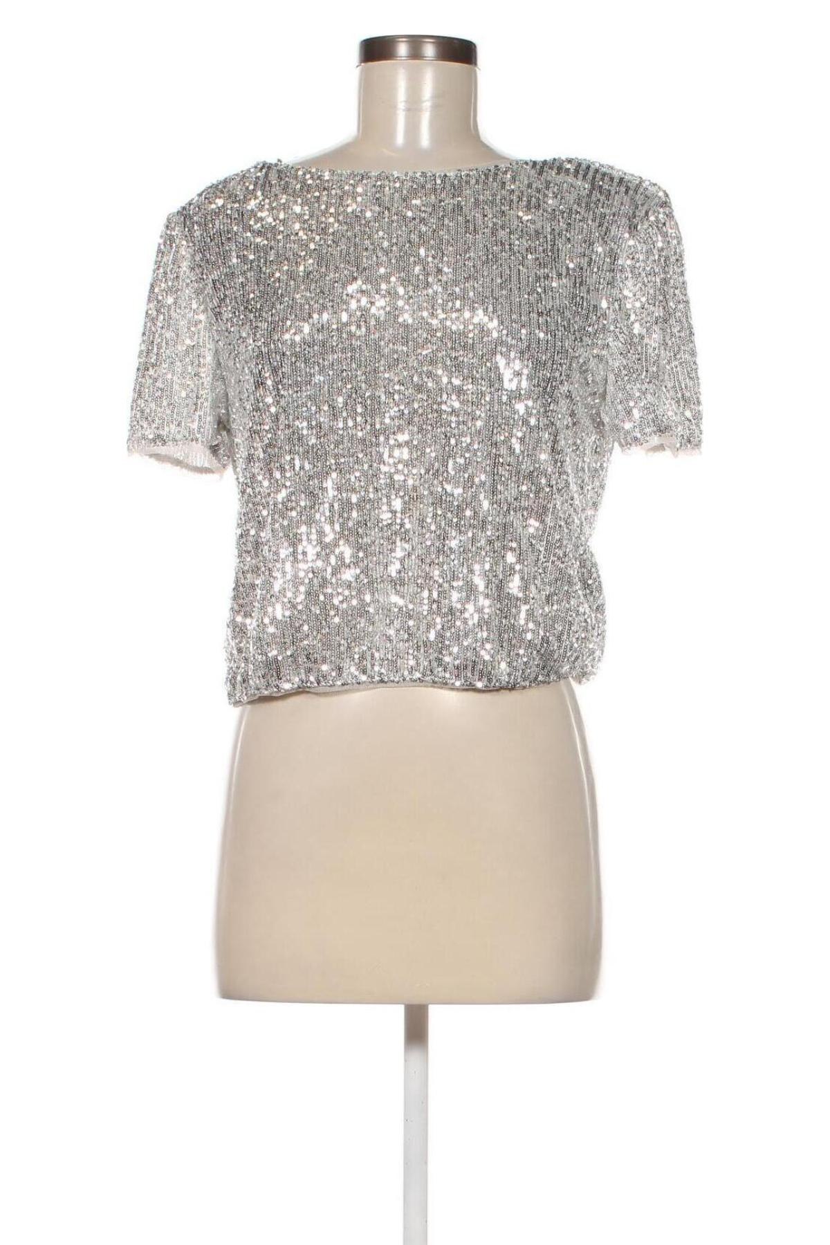 Damen Shirt Bershka, Größe L, Farbe Silber, Preis € 13,22