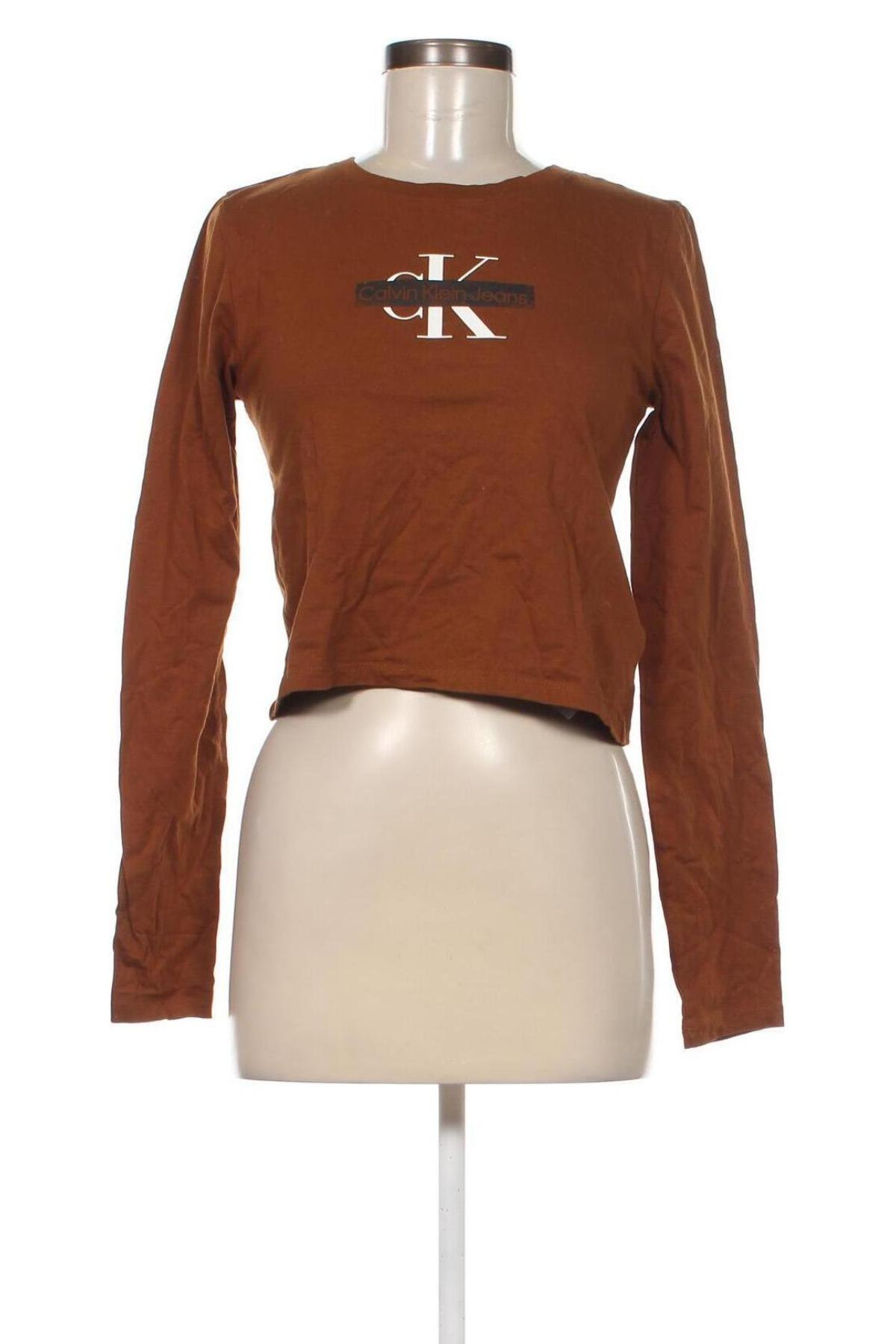 Дамска блуза Calvin Klein Jeans, Размер L, Цвят Кафяв, Цена 39,20 лв.