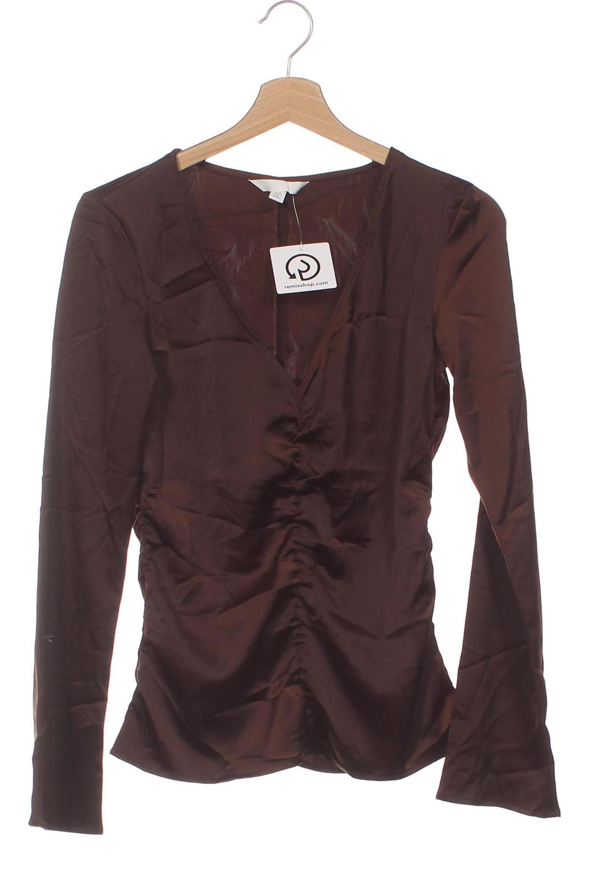 Дамска блуза H&M, Размер XS, Цвят Кафяв, Цена 3,04 лв.