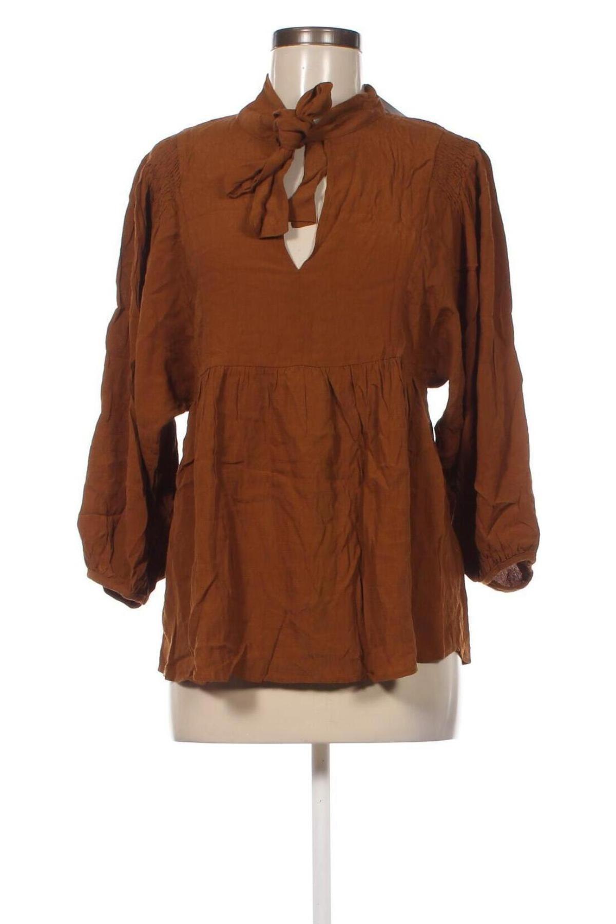 Дамска блуза Zara, Размер M, Цвят Кафяв, Цена 5,40 лв.