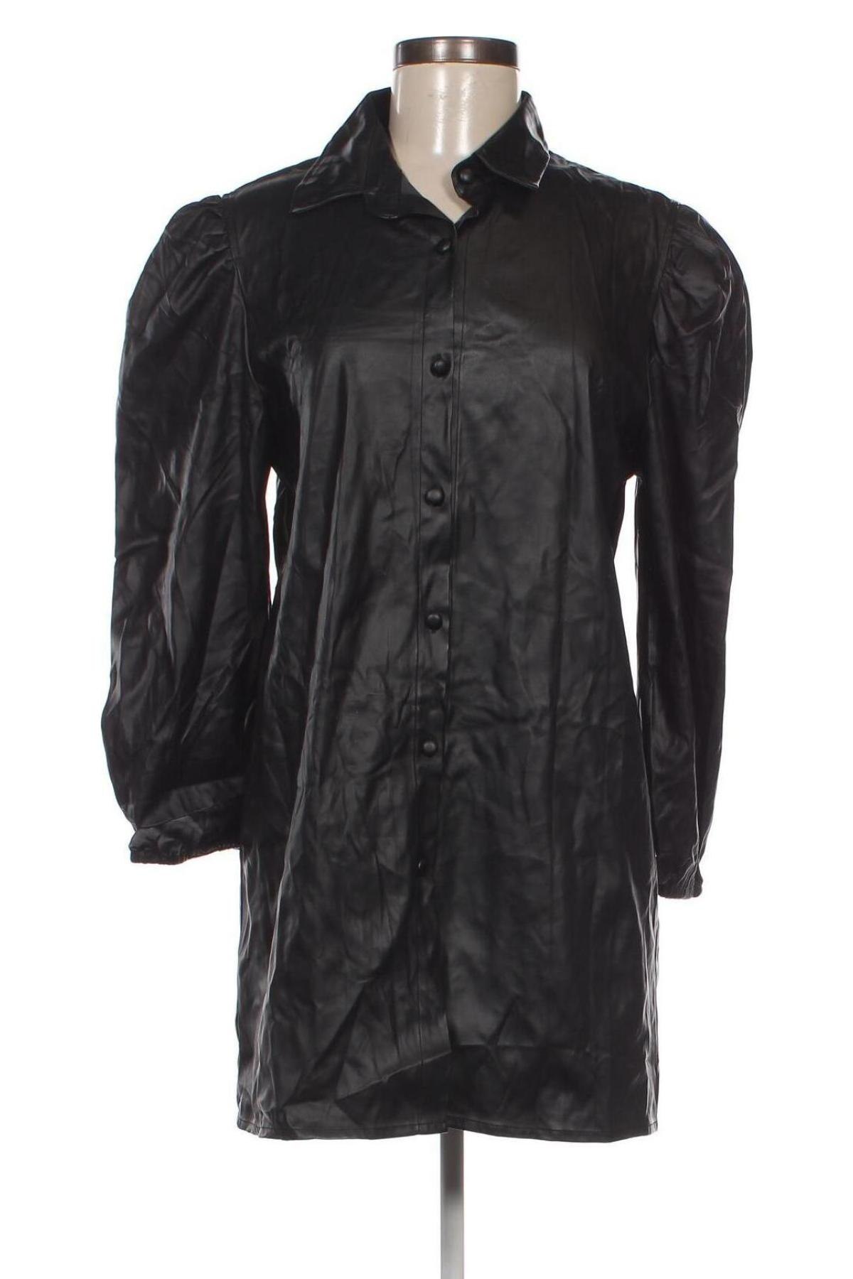 Γυναικείο δερμάτινο πουκάμισο Shk, Μέγεθος L, Χρώμα Μαύρο, Τιμή 15,46 €