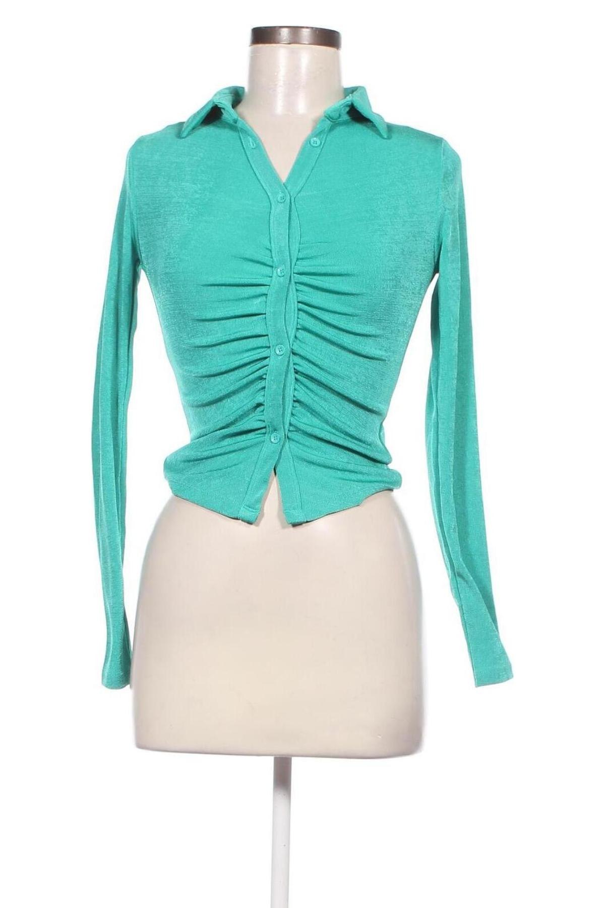 Γυναικείο πουκάμισο Gina Tricot, Μέγεθος XS, Χρώμα Πράσινο, Τιμή 3,56 €
