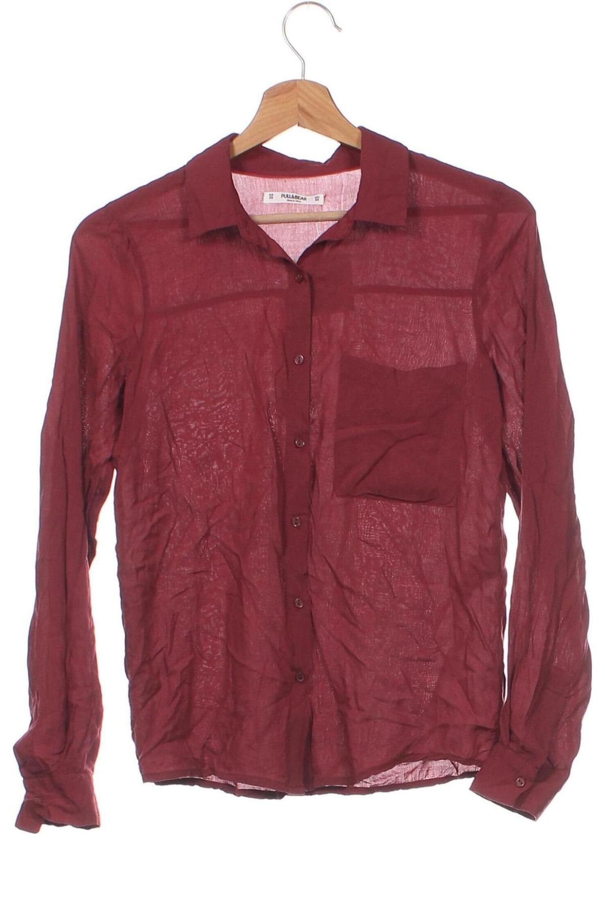 Γυναικείο πουκάμισο Pull&Bear, Μέγεθος XS, Χρώμα Κόκκινο, Τιμή 3,85 €