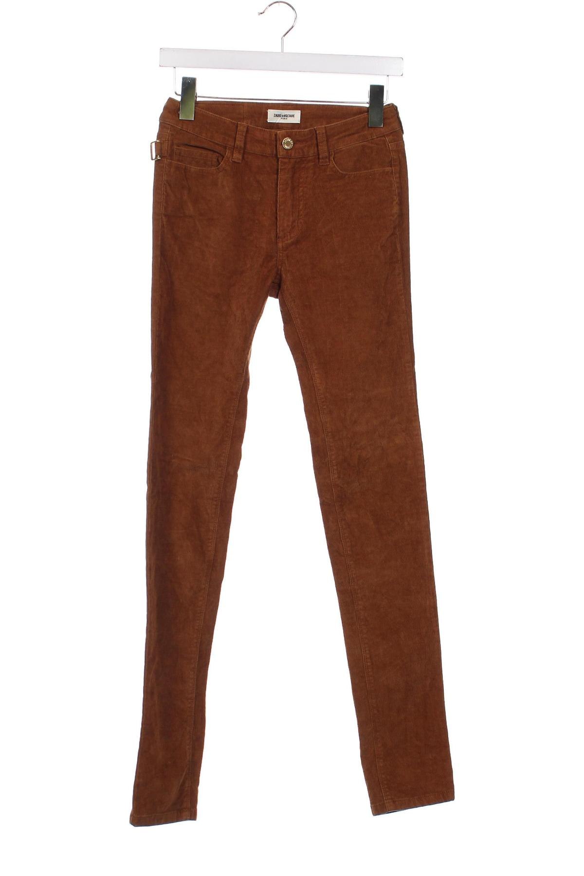 Pantaloni de velvet de femei Zadig & Voltaire, Mărime XS, Culoare Maro, Preț 253,06 Lei