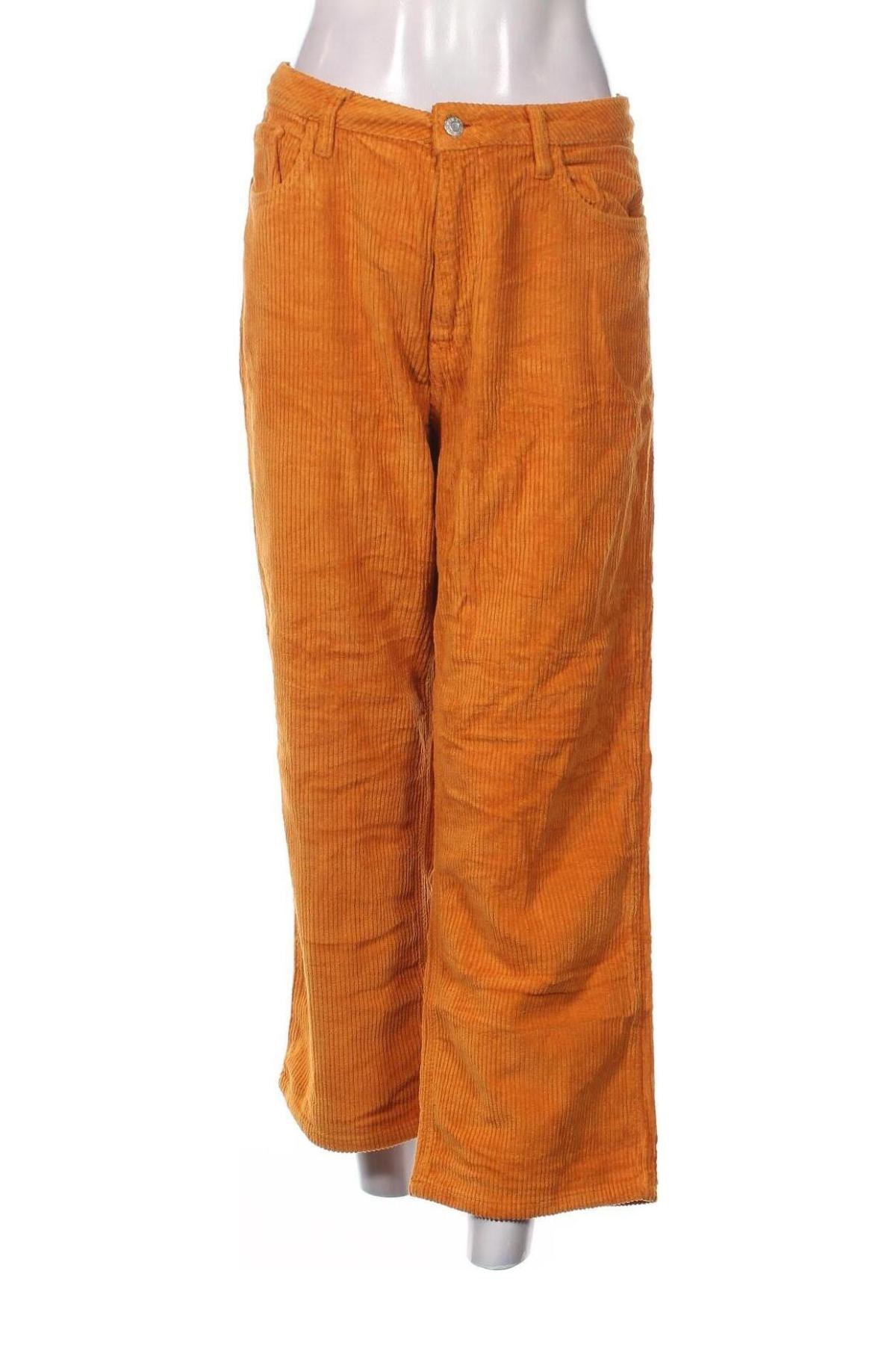 Pantaloni de velvet de femei Zara Trafaluc, Mărime L, Culoare Galben, Preț 88,82 Lei