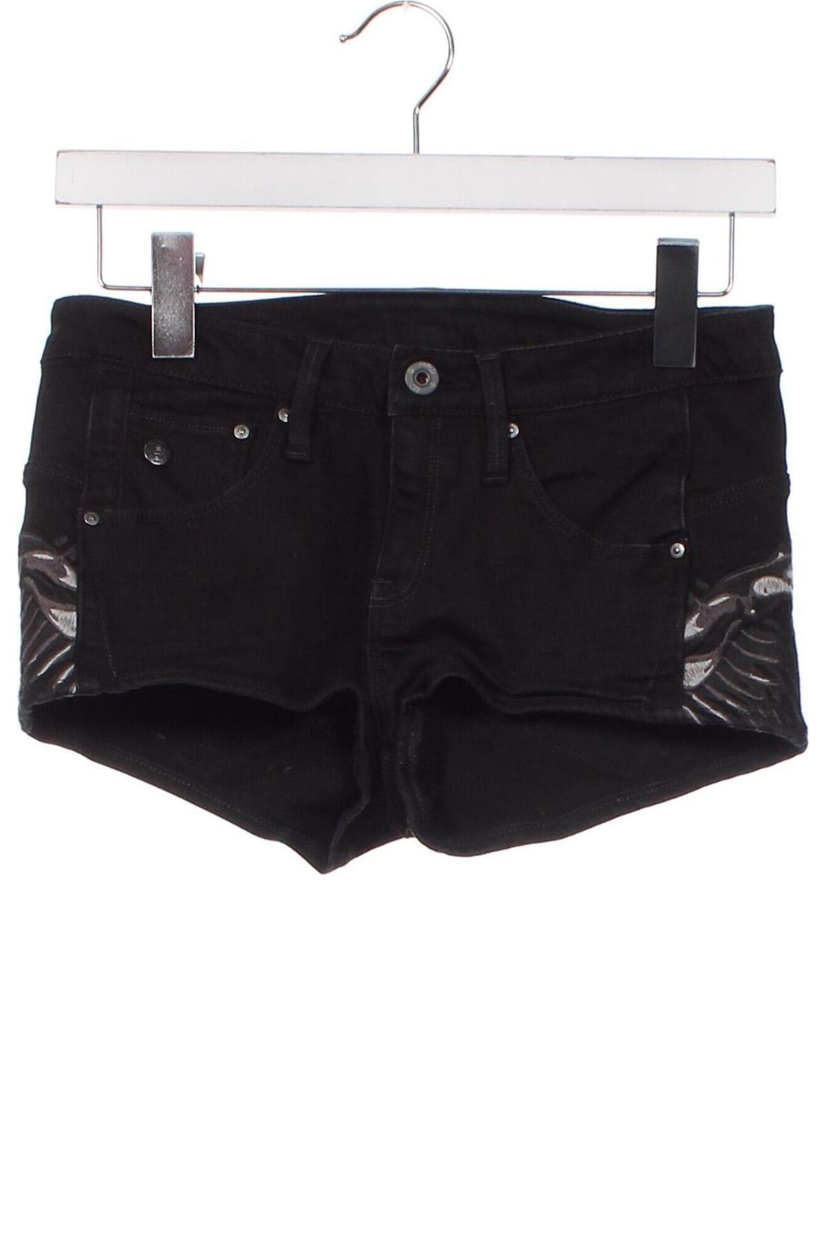 Дамски къс панталон G-Star Raw, Размер XS, Цвят Черен, Цена 29,70 лв.