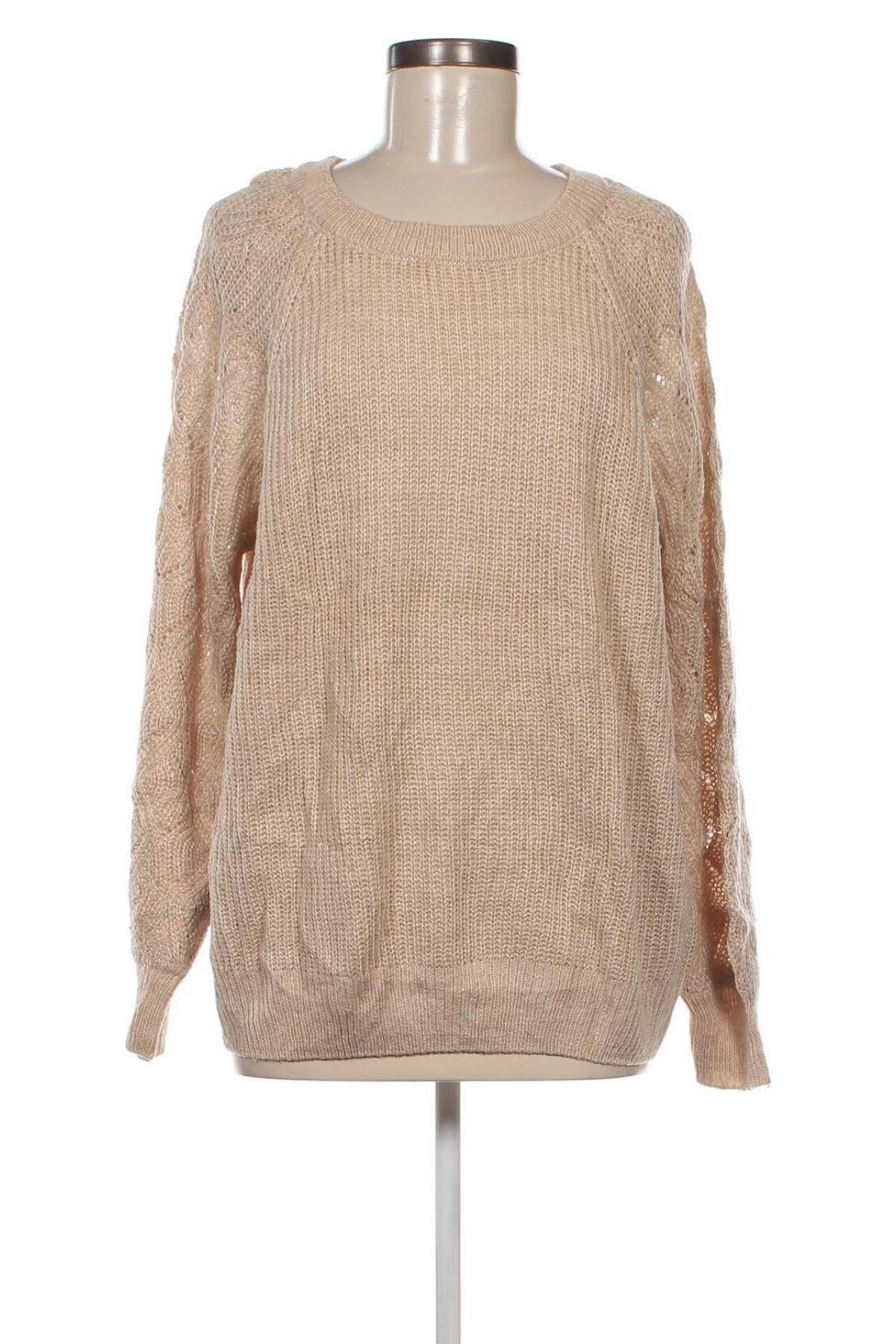 Дамски пуловер Jean Pascale, Размер L, Цвят Бежов, Цена 8,70 лв.