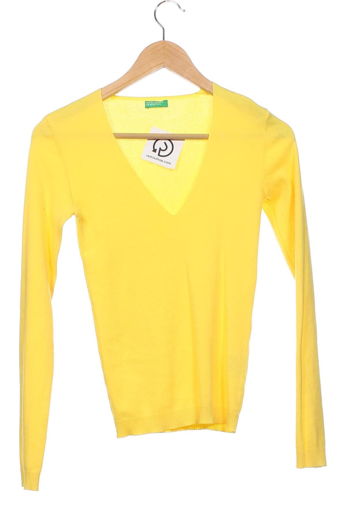 Дамски пуловер United Colors Of Benetton, Размер XS, Цвят Жълт, Цена 40,89 лв.
