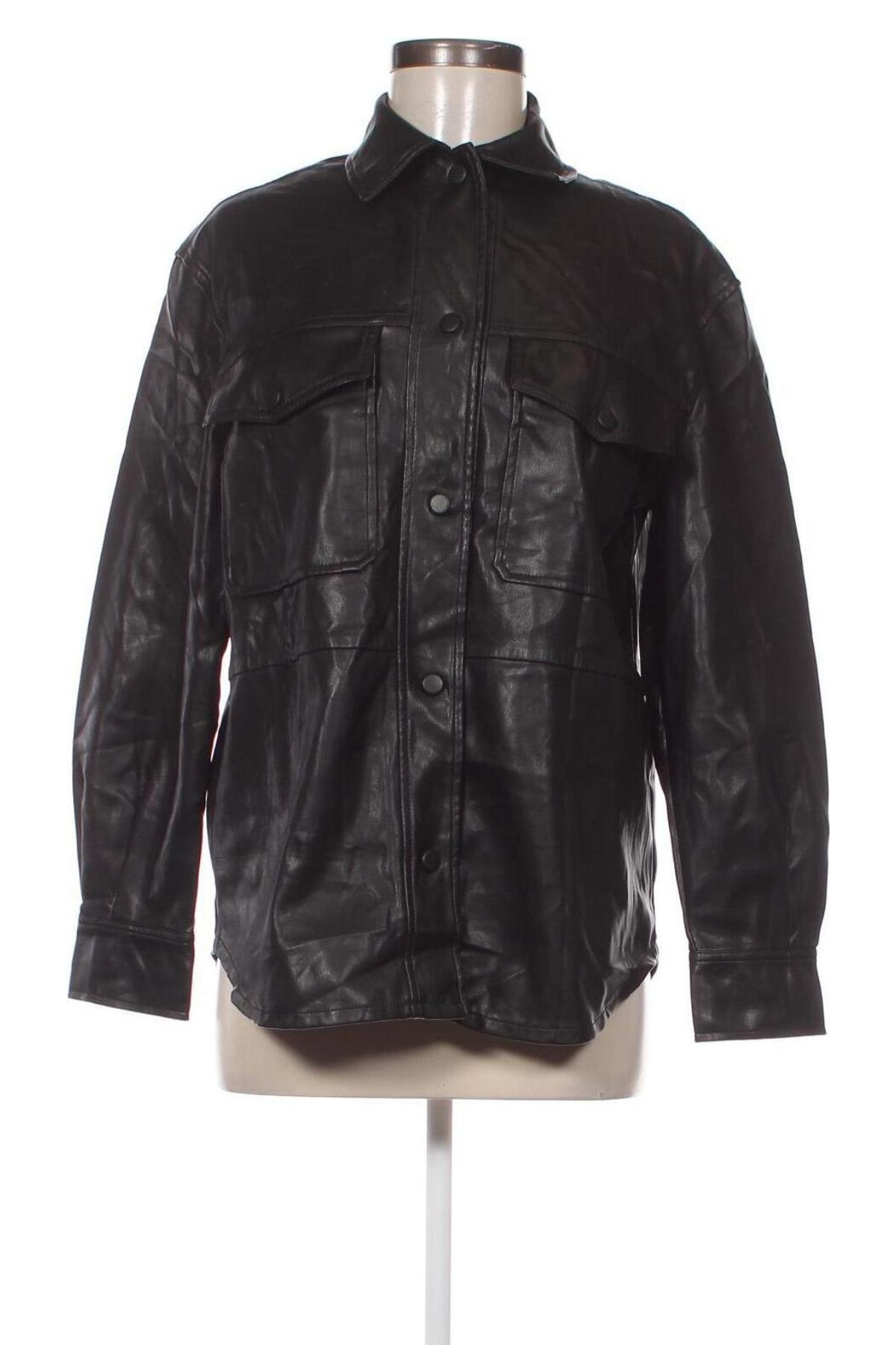 Dámska kožená bunda  Bershka, Veľkosť XS, Farba Čierna, Cena  20,28 €