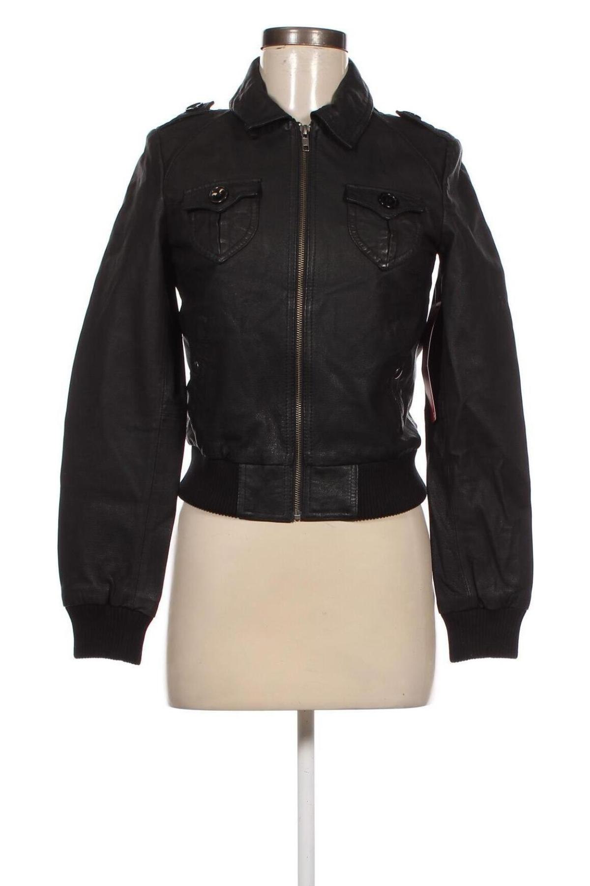 Dámska kožená bunda  H&M Divided, Veľkosť S, Farba Čierna, Cena  29,73 €