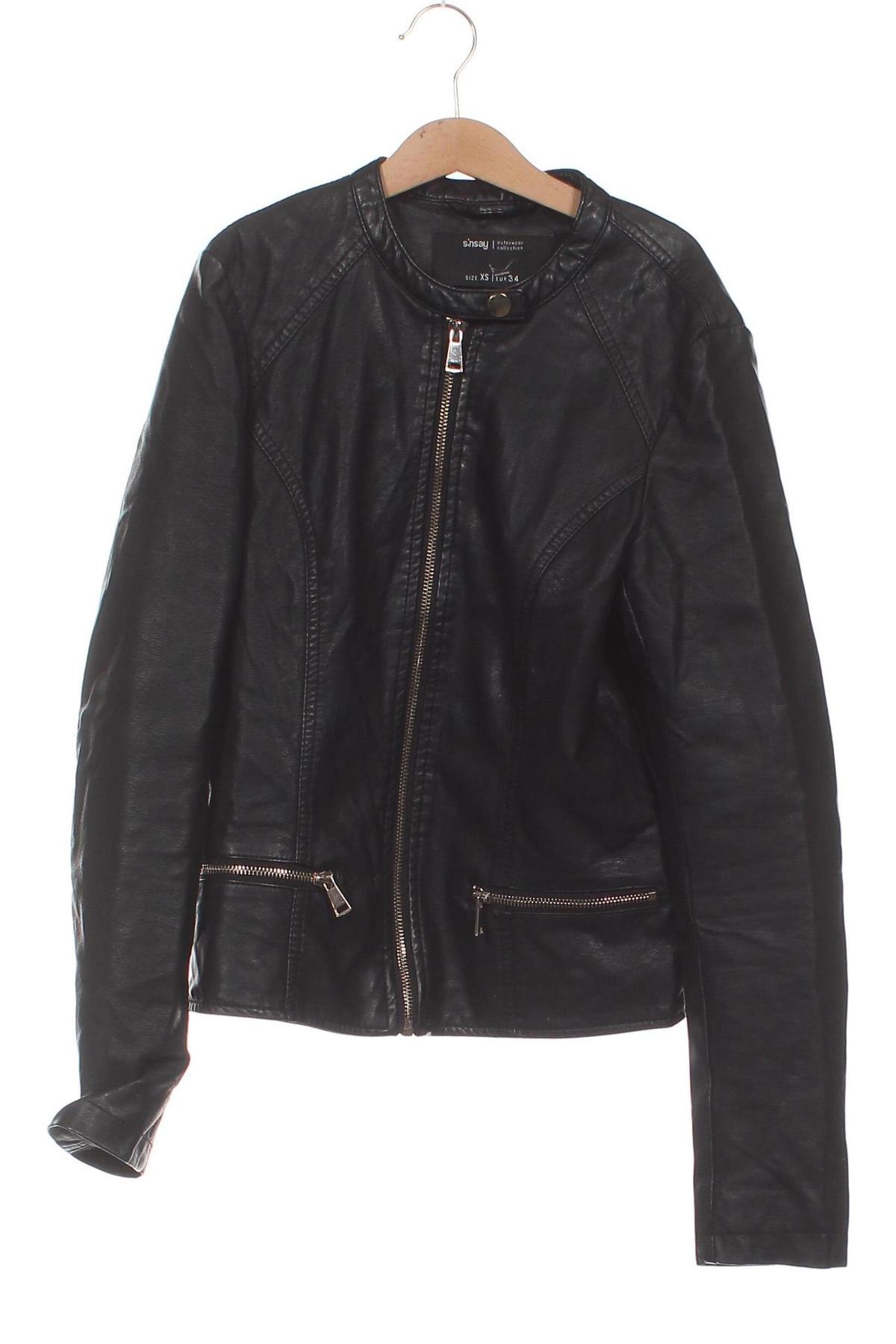 Dámska kožená bunda  Sinsay, Veľkosť XS, Farba Čierna, Cena  7,96 €