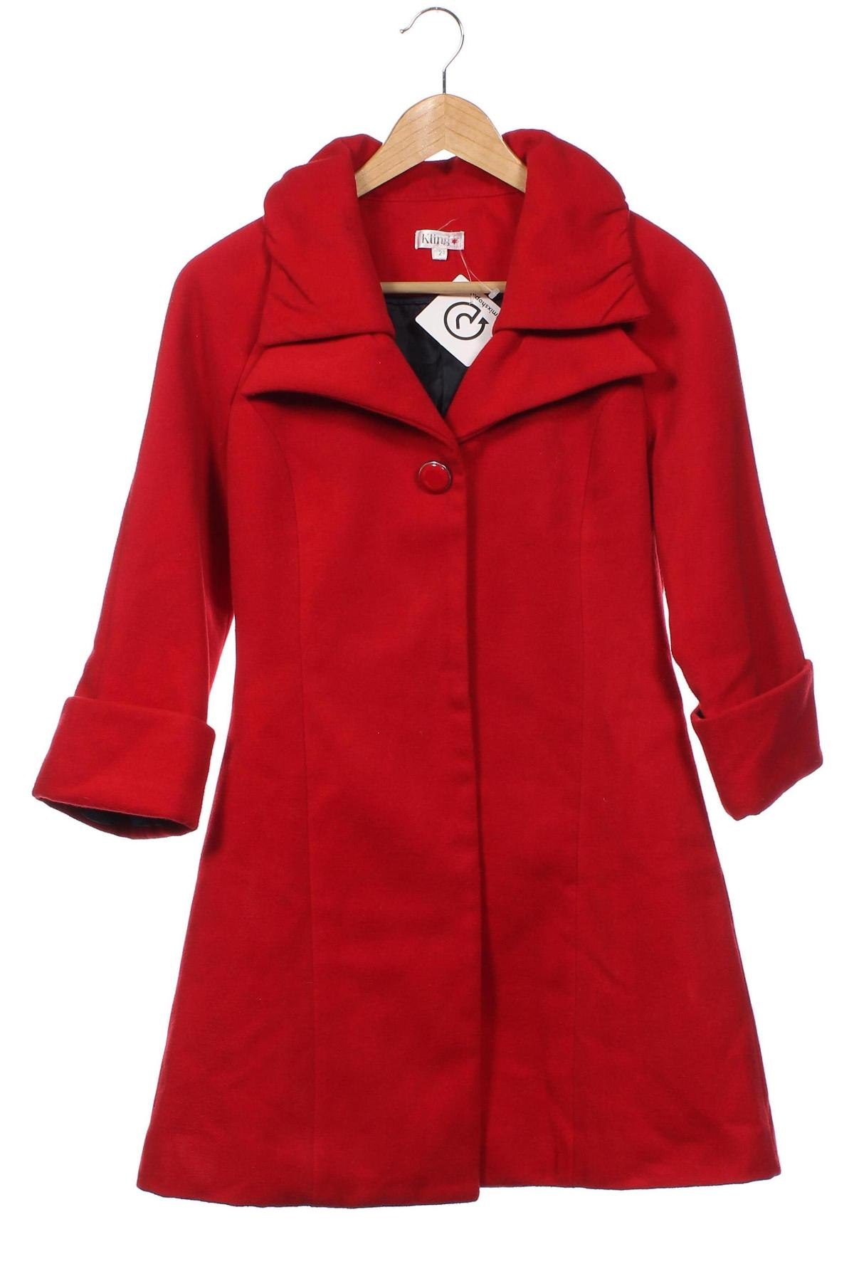 Γυναικείο παλτό Kling, Μέγεθος XS, Χρώμα Κόκκινο, Τιμή 23,53 €