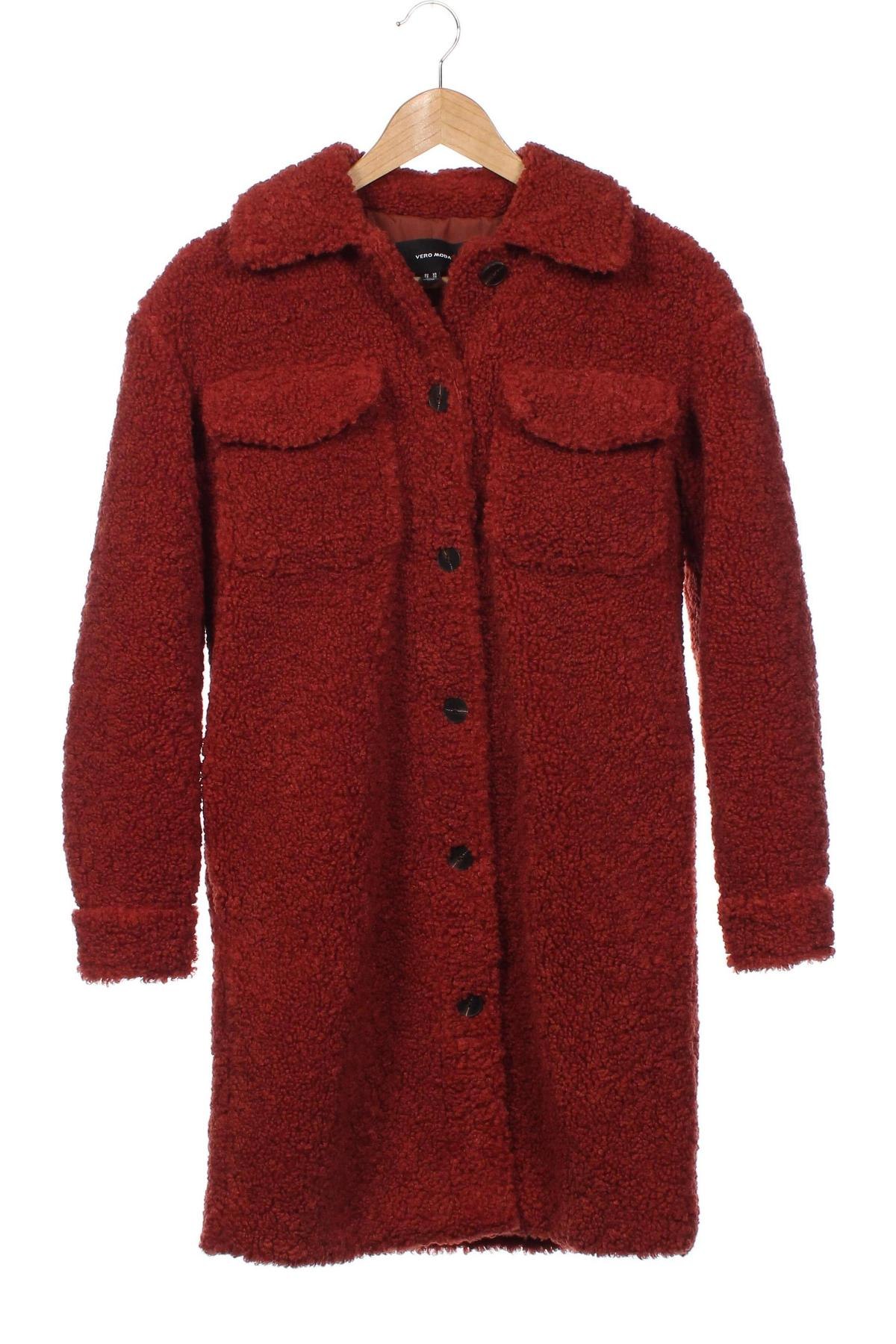 Дамско палто Vero Moda, Размер XS, Цвят Червен, Цена 29,70 лв.