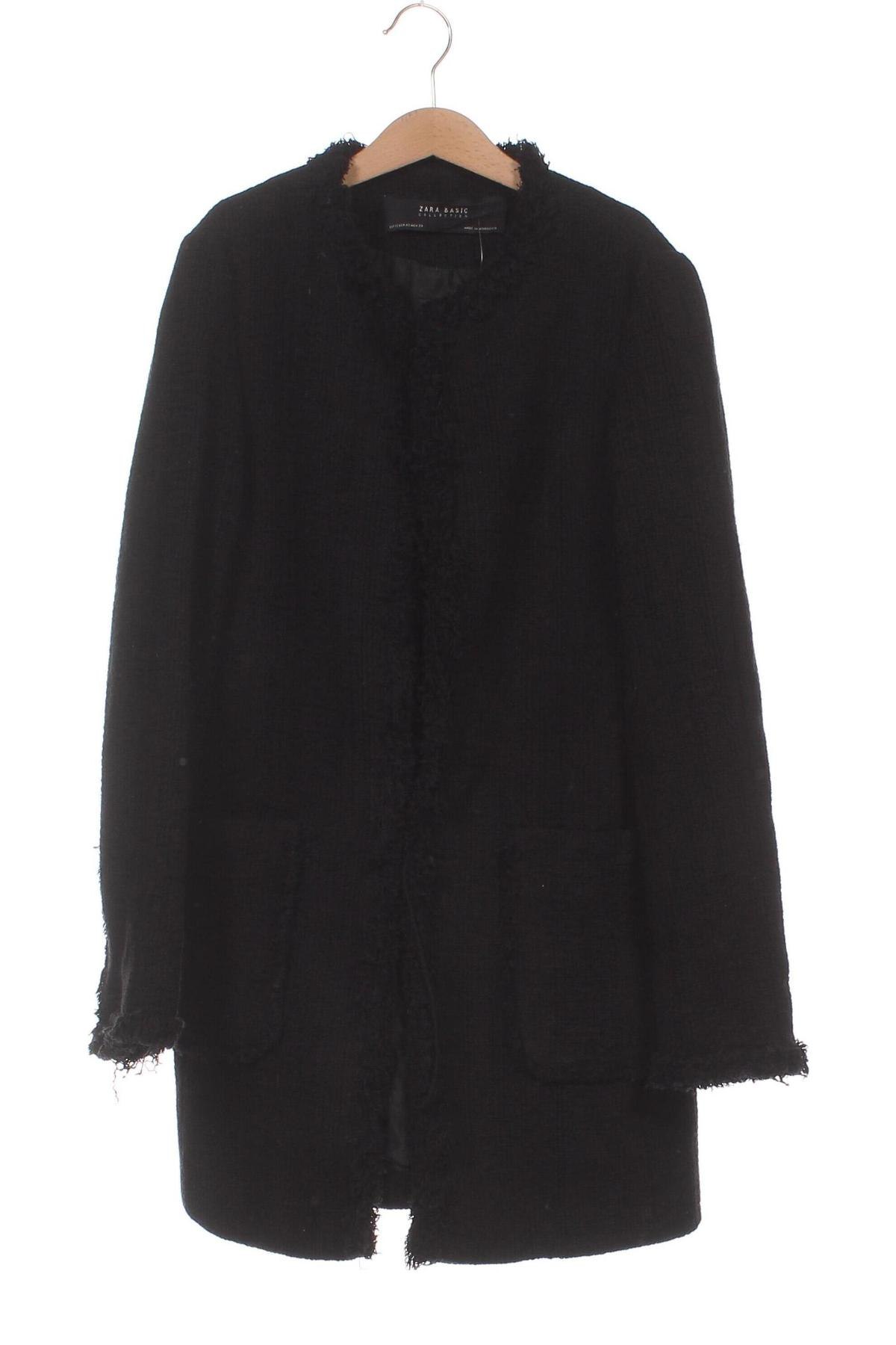 Дамско палто Zara, Размер XS, Цвят Черен, Цена 28,04 лв.