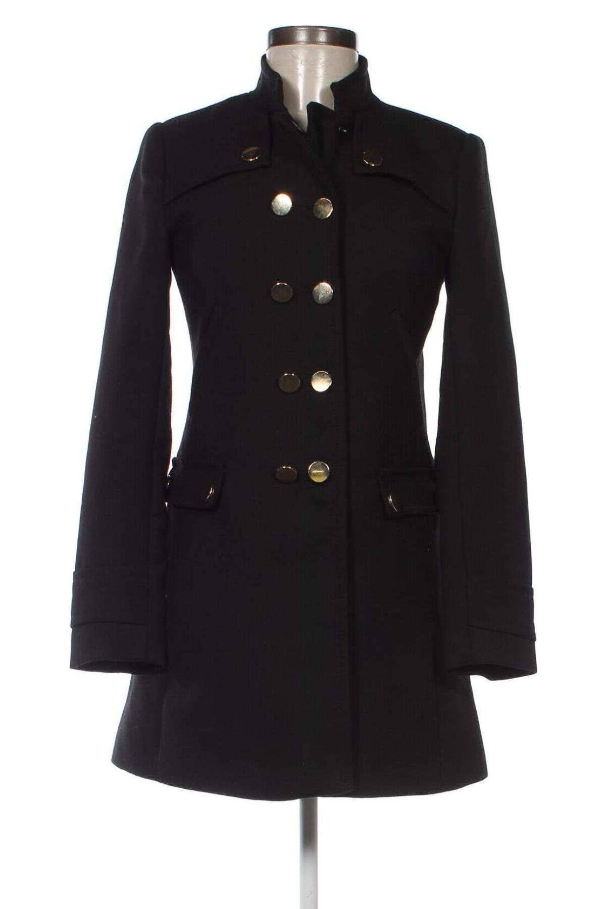 Дамско палто Zara, Размер M, Цвят Черен, Цена 54,74 лв.