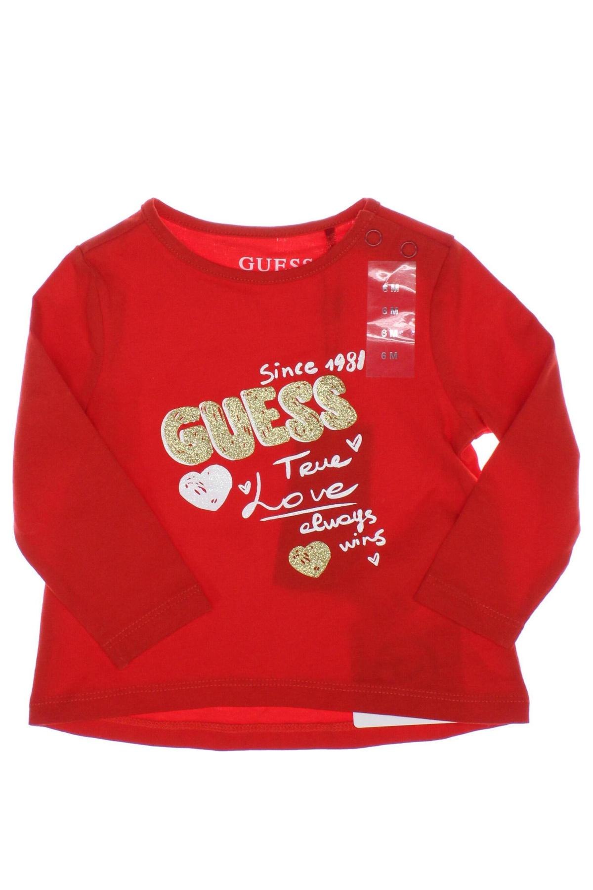 Παιδική μπλούζα Guess, Μέγεθος 3-6m/ 62-68 εκ., Χρώμα Κόκκινο, Τιμή 21,43 €