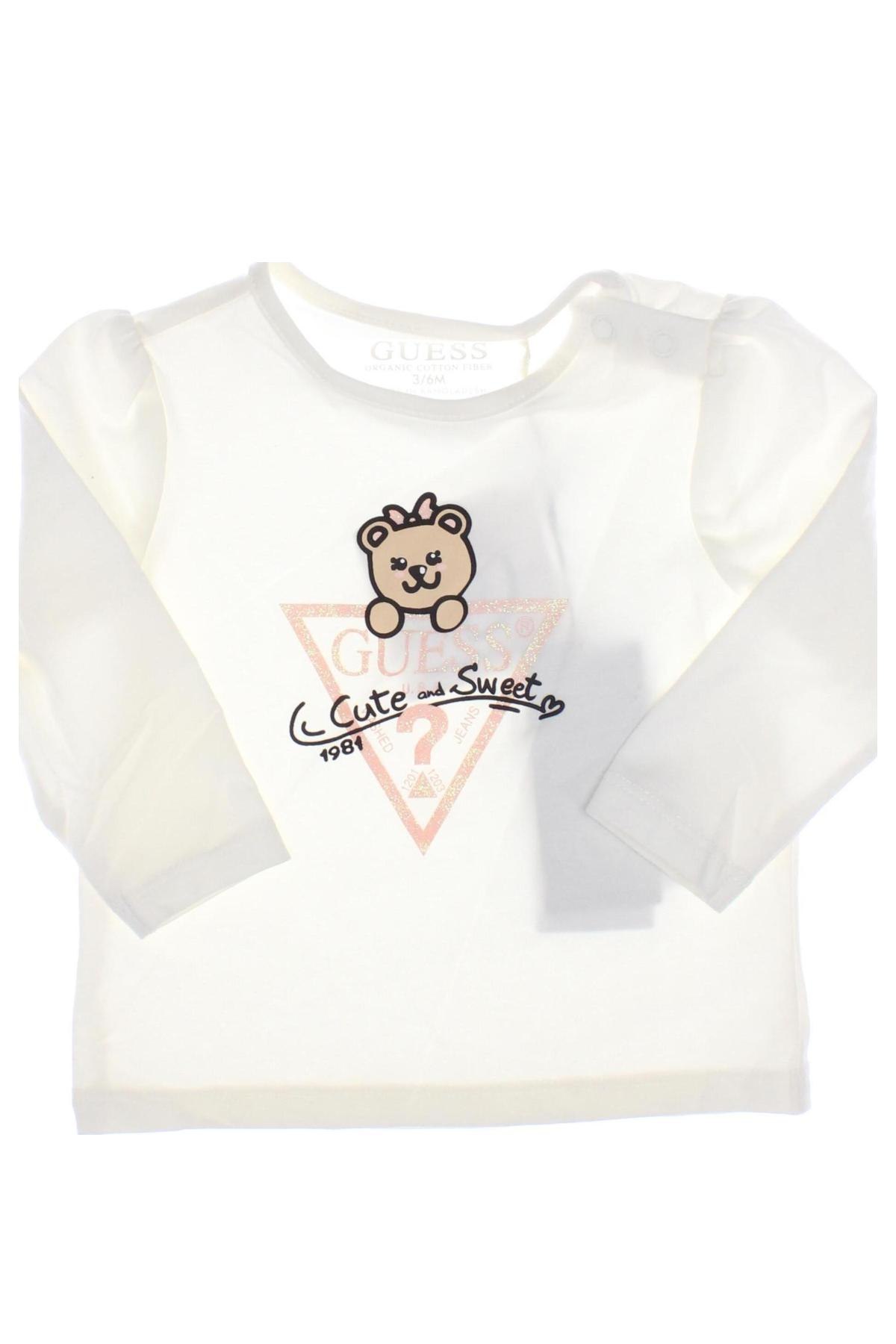 Dziecięca bluzka Guess, Rozmiar 3-6m/ 62-68 cm, Kolor Biały, Cena 110,83 zł