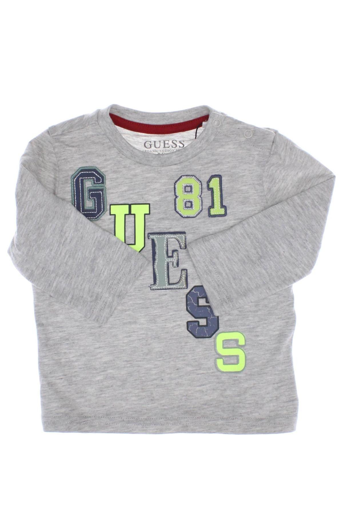 Dziecięca bluzka Guess, Rozmiar 3-6m/ 62-68 cm, Kolor Szary, Cena 110,83 zł