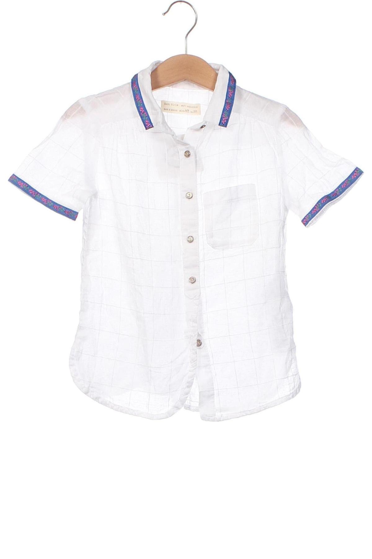 Детска риза Zara, Размер 4-5y/ 110-116 см, Цвят Бял, Цена 14,11 лв.
