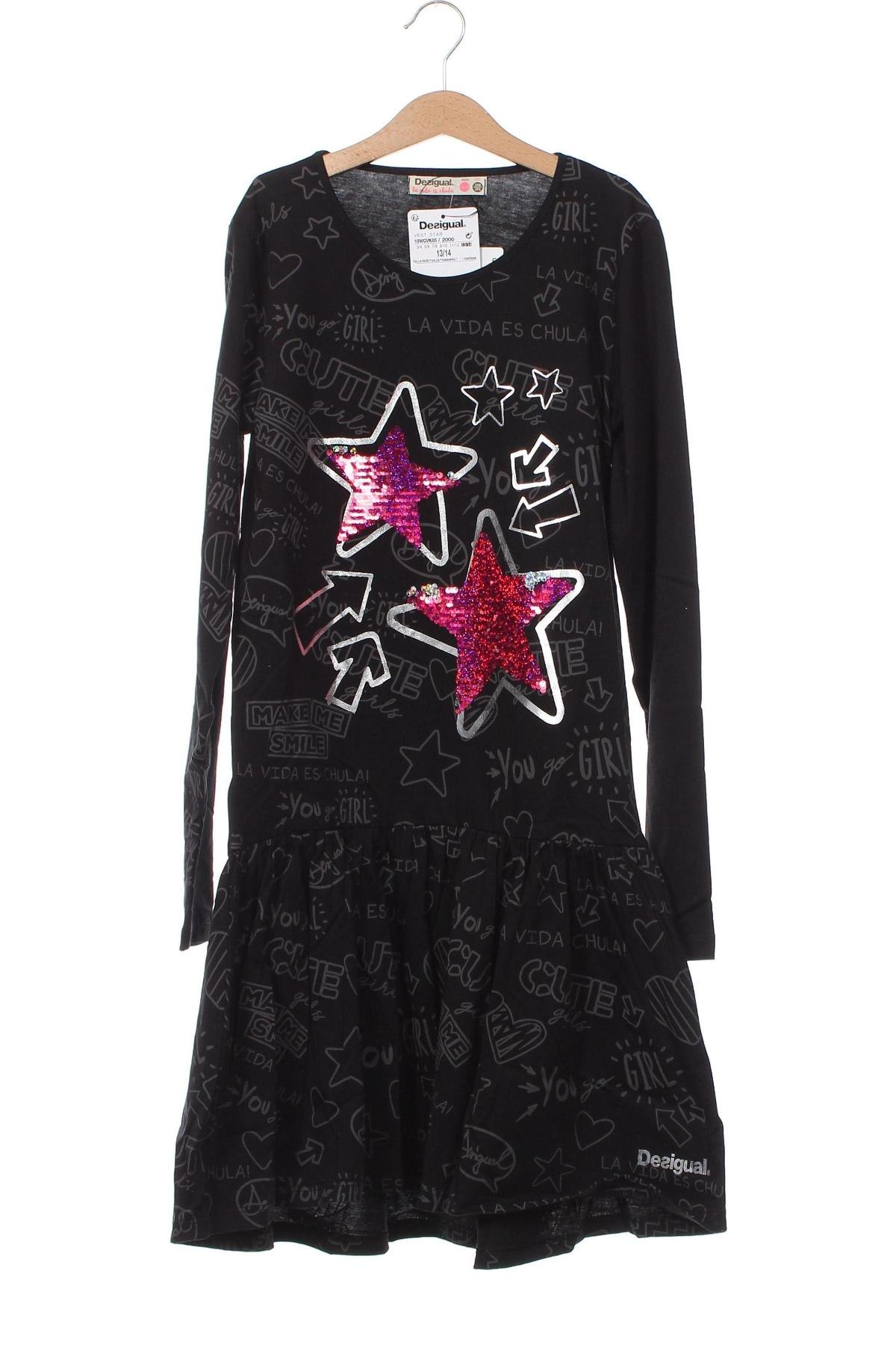 Детска рокля Desigual, Размер 12-13y/ 158-164 см, Цвят Черен, Цена 80,46 лв.