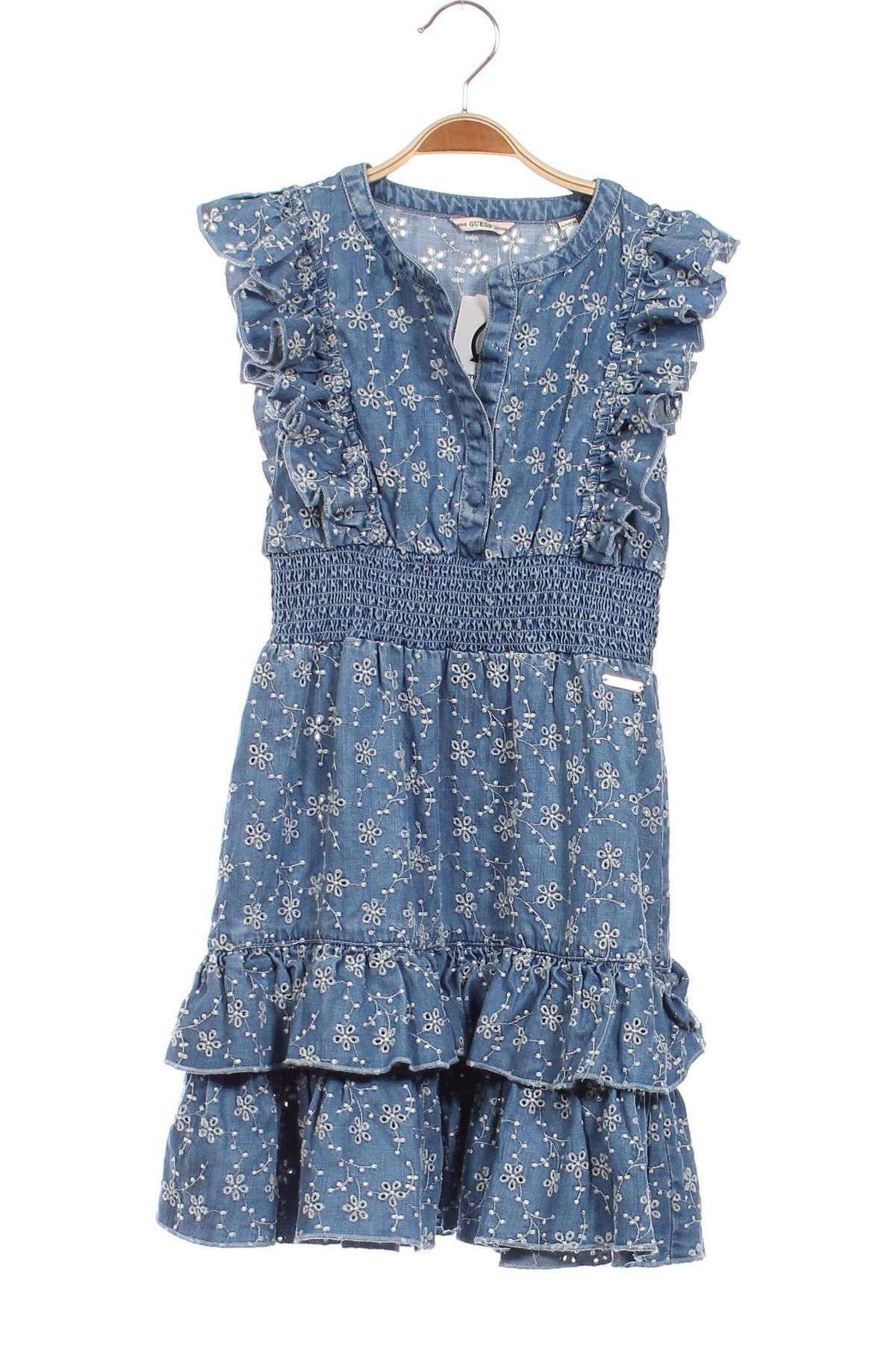Dziecięca sukienka Guess, Rozmiar 7-8y/ 128-134 cm, Kolor Niebieski, Cena 238,56 zł