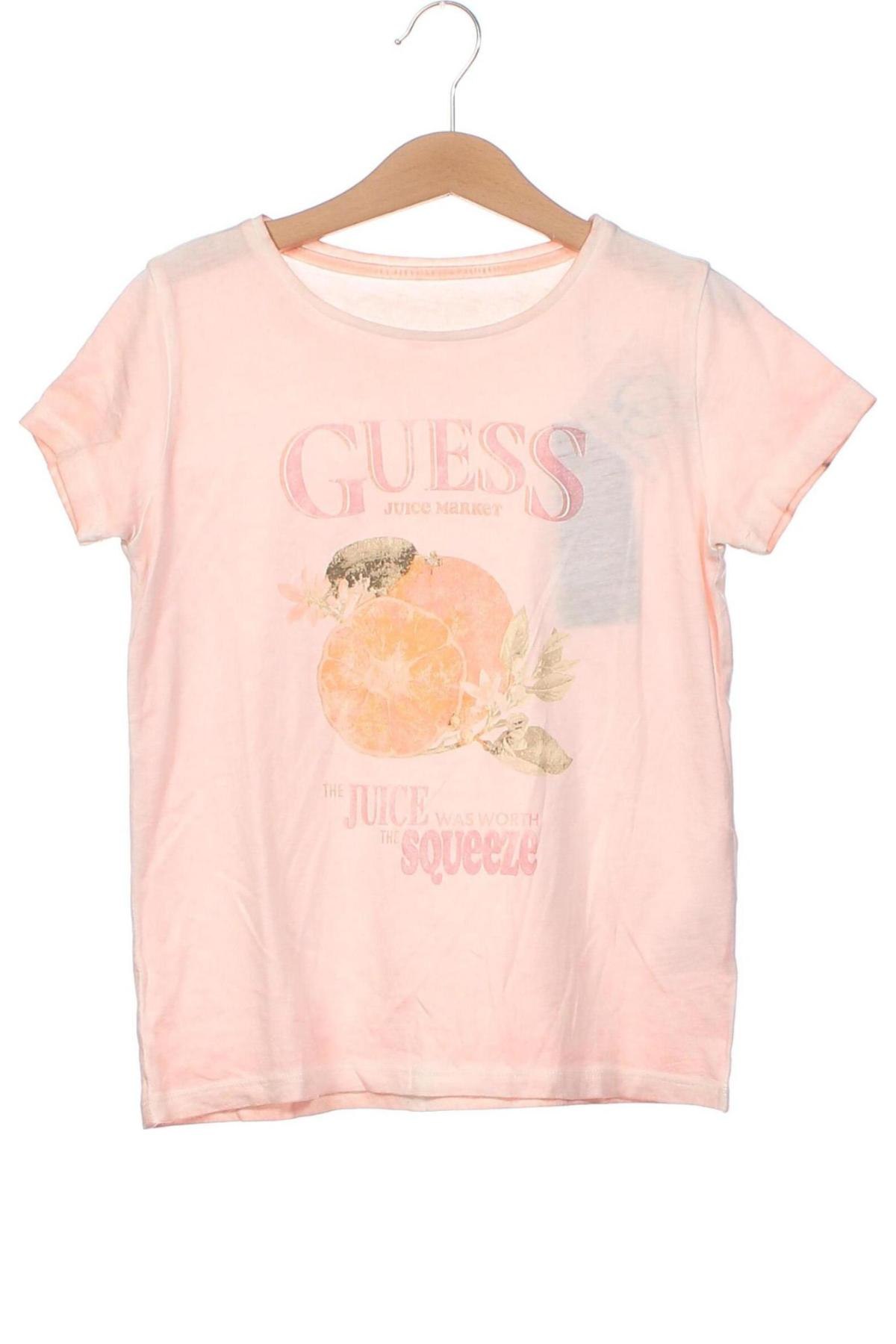 Dziecięcy T-shirt Guess, Rozmiar 7-8y/ 128-134 cm, Kolor Różowy, Cena 101,77 zł