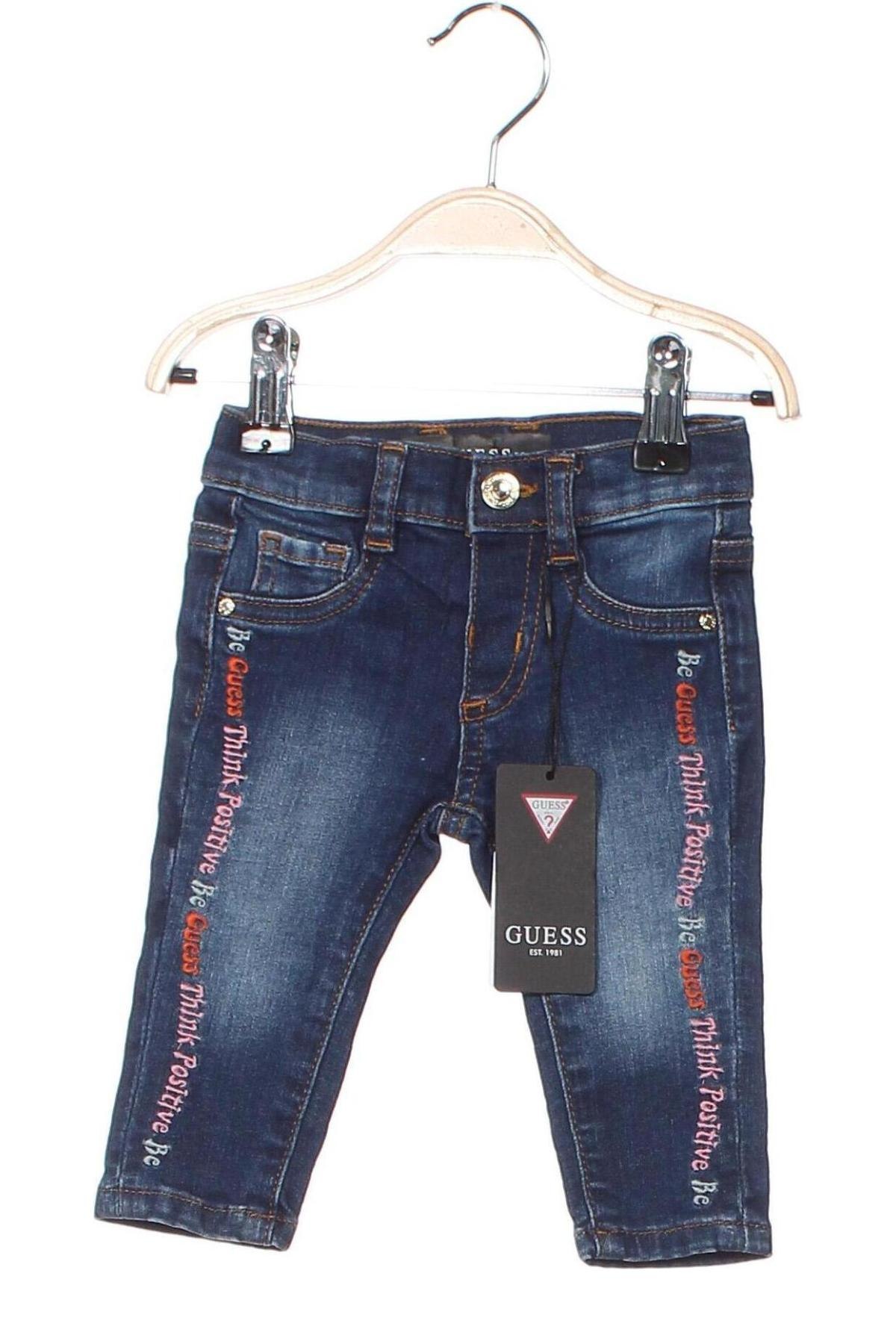 Dziecięce jeansy Guess, Rozmiar 6-9m/ 68-74 cm, Kolor Niebieski, Cena 103,63 zł