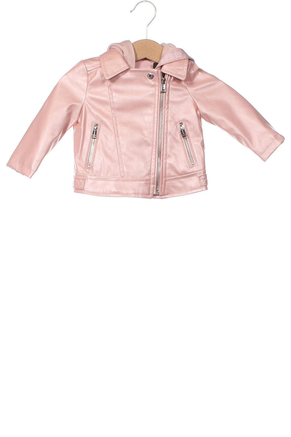 Παιδικό δερμάτινο μπουφάν Guess, Μέγεθος 3-6m/ 62-68 εκ., Χρώμα Ρόζ , Τιμή 27,28 €