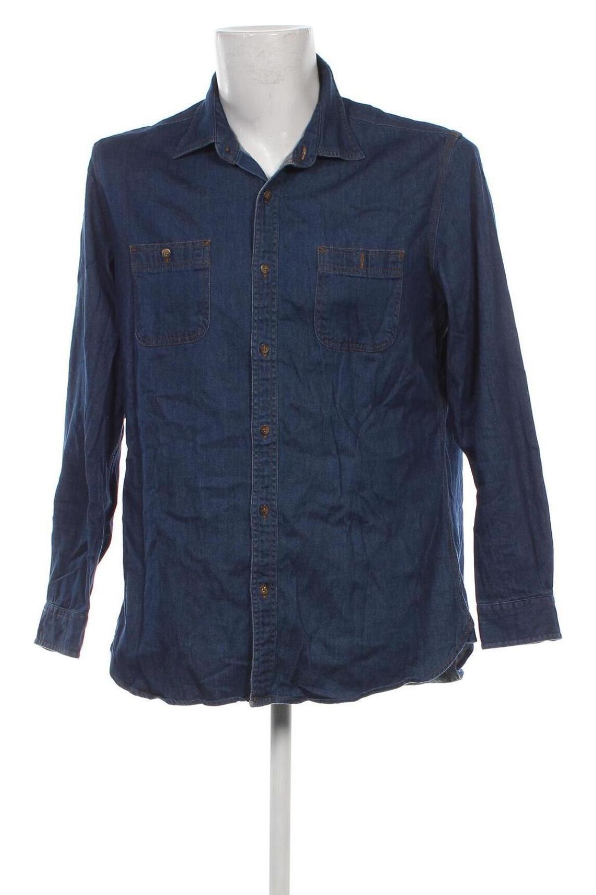 Ανδρικό πουκάμισο Dressmann, Μέγεθος XL, Χρώμα Μπλέ, Τιμή 11,99 €