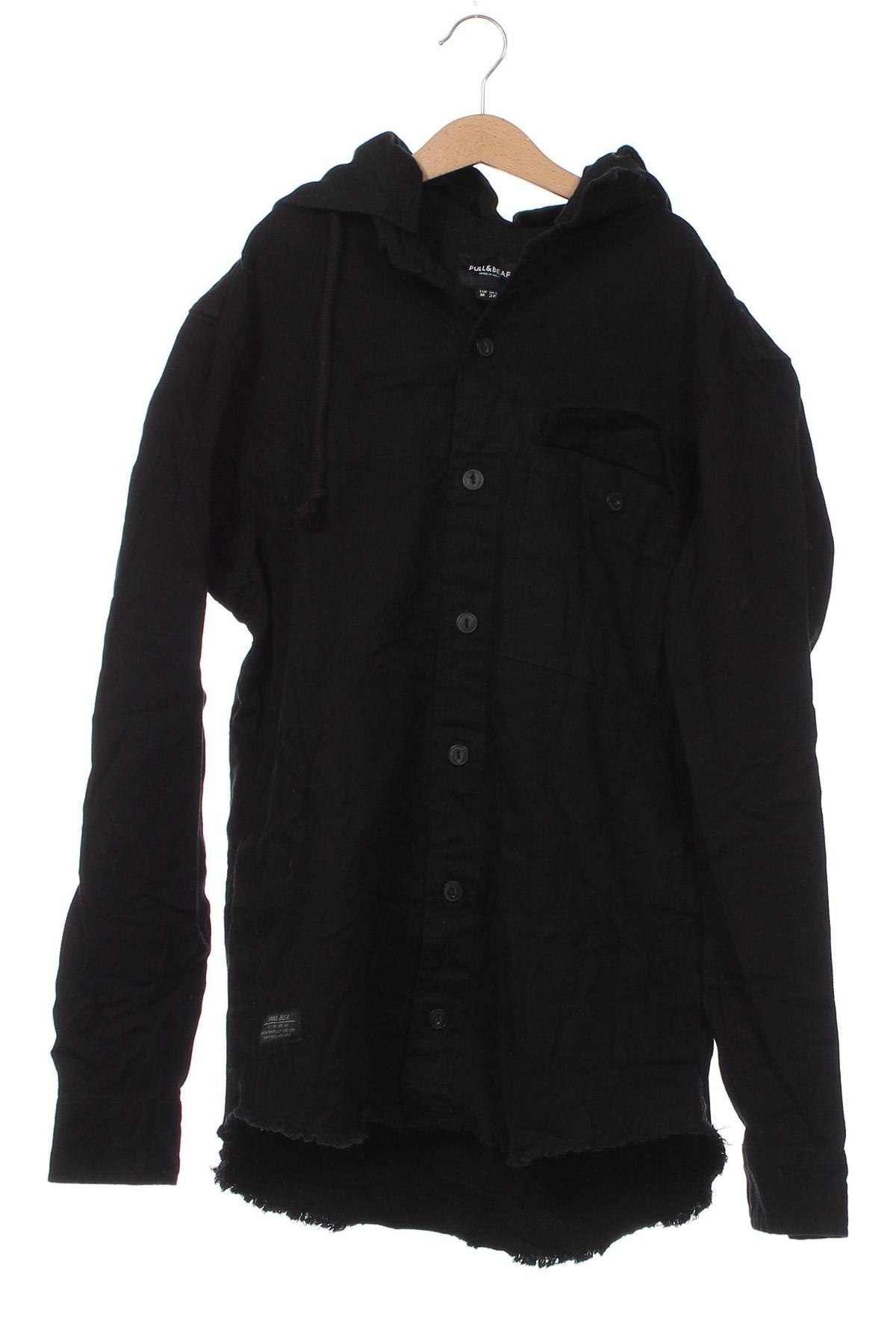 Мъжка риза Pull&Bear, Размер M, Цвят Черен, Цена 11,60 лв.