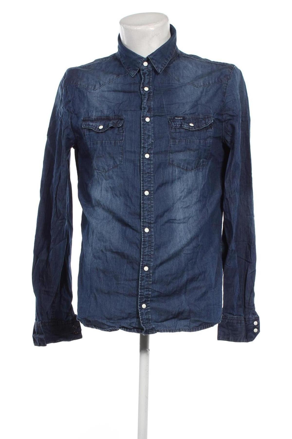 Ανδρικό πουκάμισο Pull&Bear, Μέγεθος L, Χρώμα Μπλέ, Τιμή 17,94 €