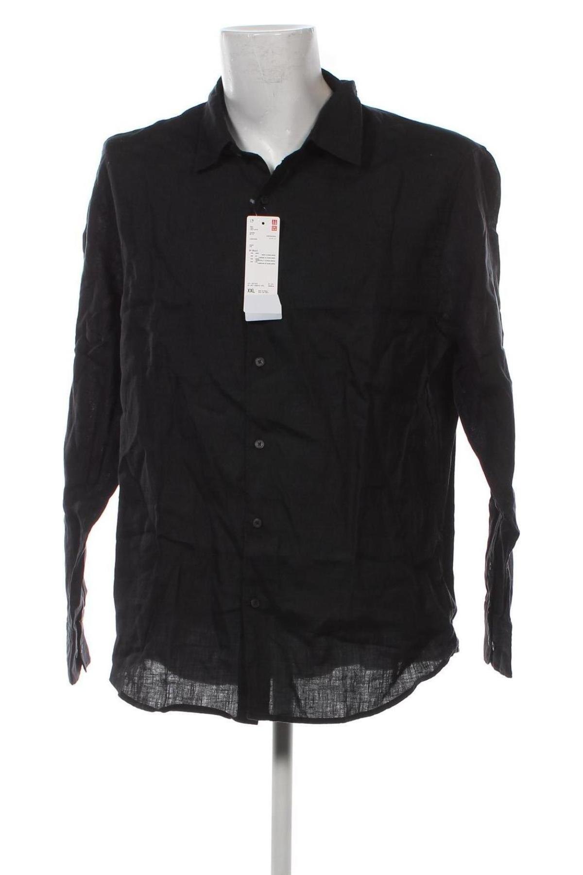 Мъжка риза Uniqlo, Размер XXL, Цвят Черен, Цена 76,25 лв.