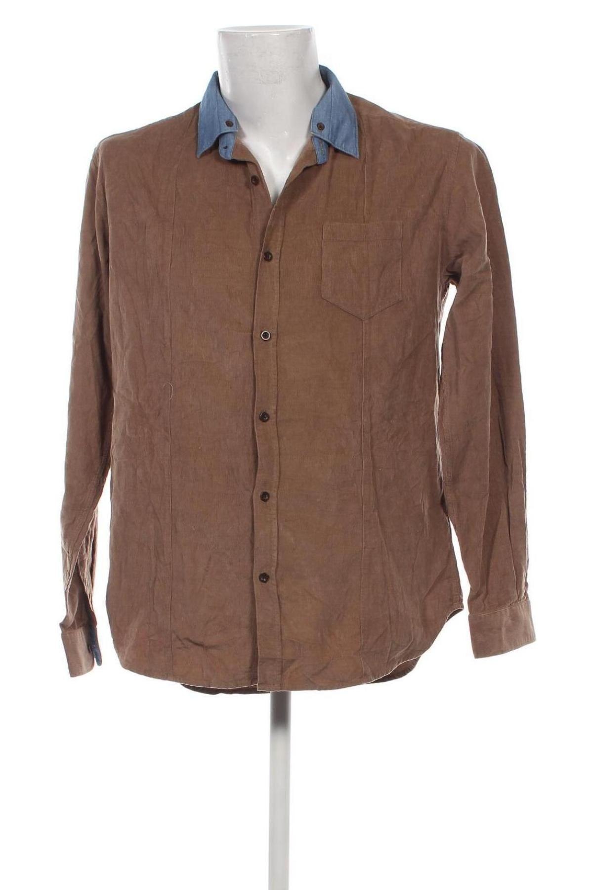 Ανδρικό πουκάμισο Zara Man, Μέγεθος L, Χρώμα Καφέ, Τιμή 8,20 €