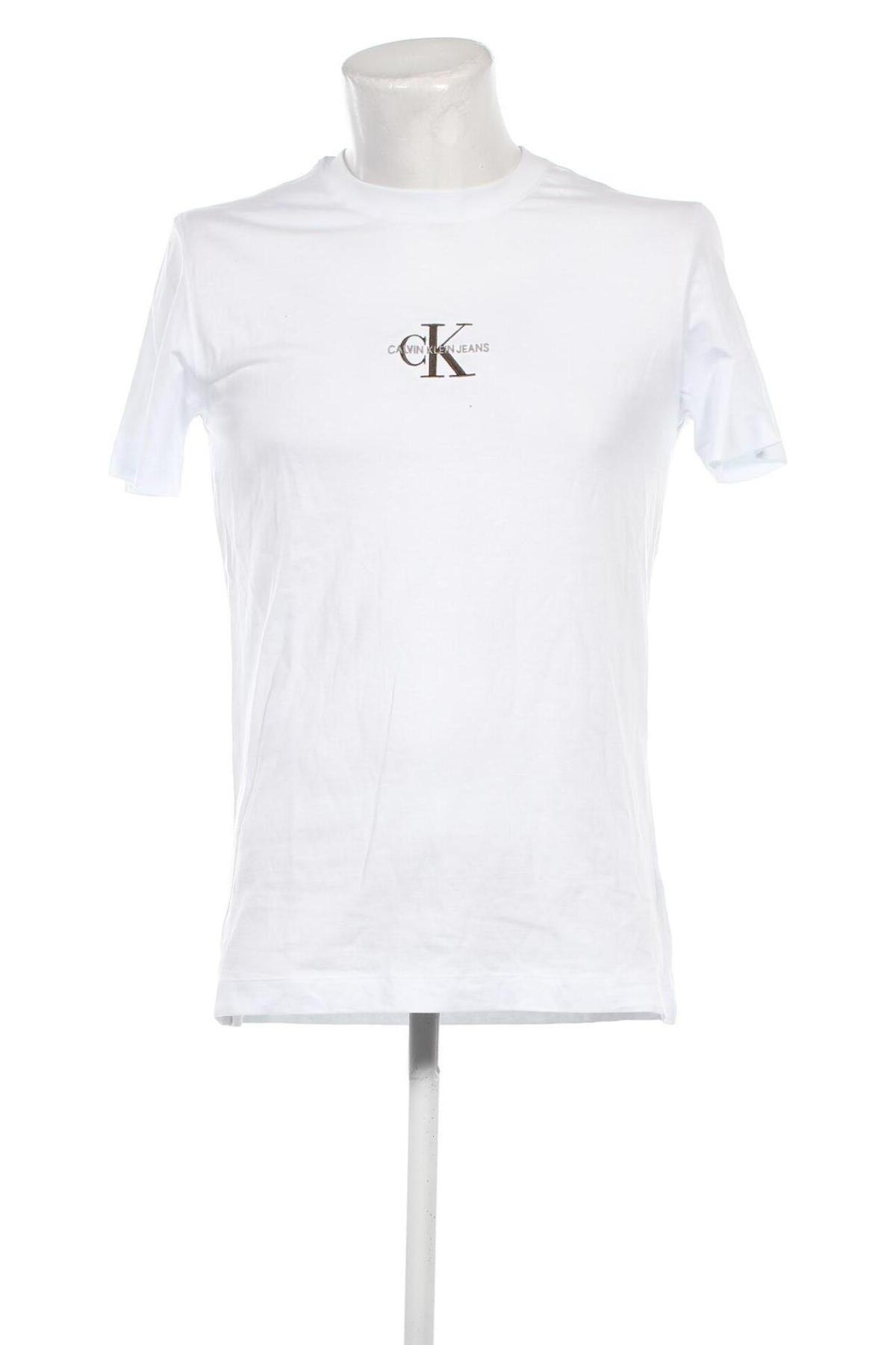 Herren T-Shirt Calvin Klein Jeans, Größe L, Farbe Weiß, Preis 39,39 €
