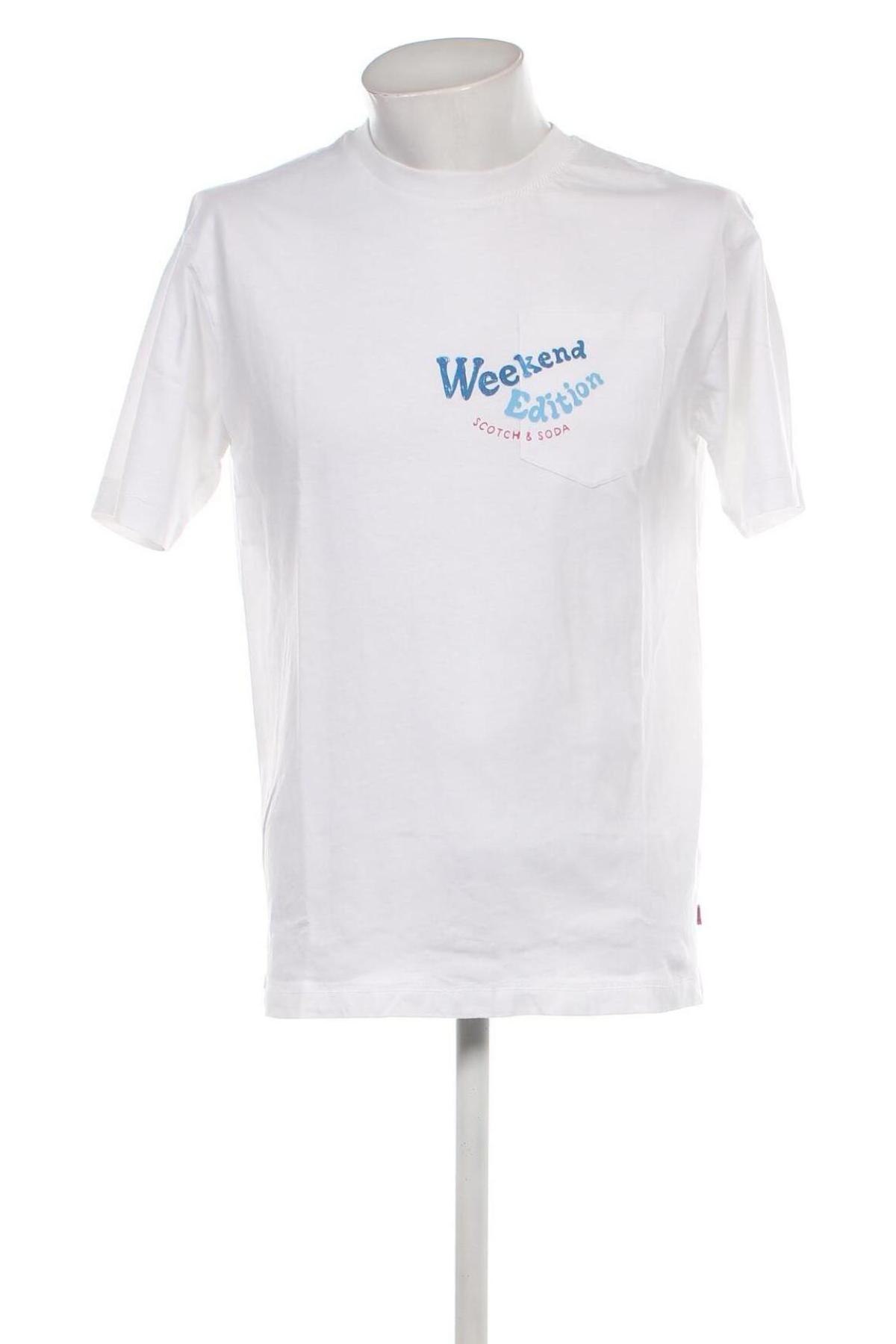 Herren T-Shirt Scotch & Soda, Größe M, Farbe Weiß, Preis 34,88 €