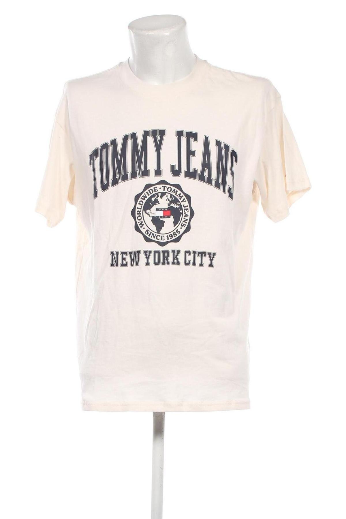 Tricou de bărbați Tommy Jeans, Mărime M, Culoare Ecru, Preț 236,84 Lei