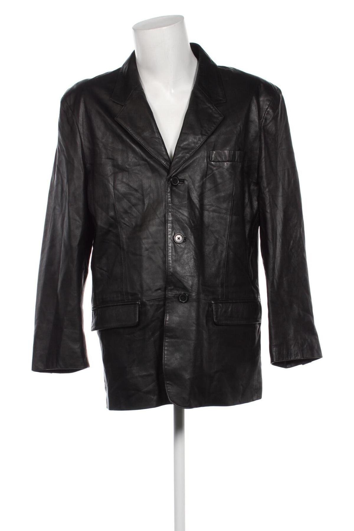 Ανδρικό δερμάτινο μπουφάν Jones New York, Μέγεθος L, Χρώμα Μαύρο, Τιμή 69,88 €
