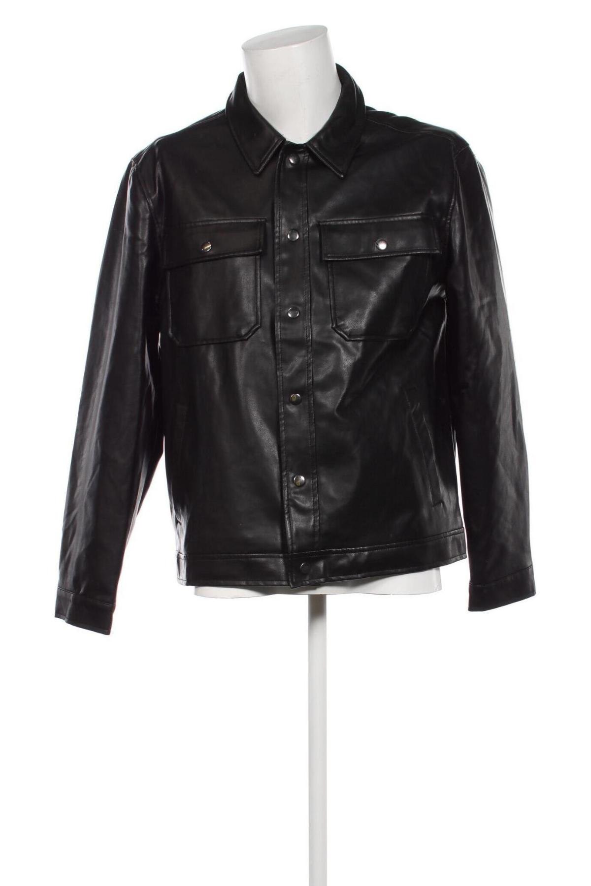 Pánska kožená bunda  Pull&Bear, Veľkosť XL, Farba Čierna, Cena  39,50 €