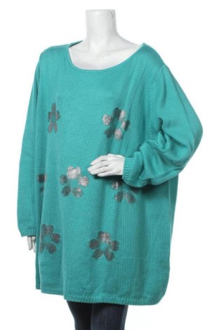 Дамски пуловер Sheego, Размер 5XL, Цвят Зелен, 50% памук, 50% акрил, Цена 81,75 лв.