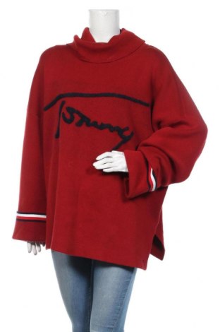 Damski sweter Tommy Hilfiger, Rozmiar 3XL, Kolor Czerwony, 96% bawełna, 1% wełna, 1% wełna alpaki, 1% elastyna, 1% inny materiał, Cena 335,71 zł