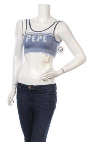 Дамски спортен топ Pepe Jeans, Размер M, Цвят Син, 61% полиестер, 29% полиамид, 10% еластан, Цена 23,70 лв.