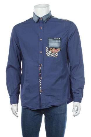 Ανδρικό πουκάμισο Desigual, Μέγεθος XL, Χρώμα Μπλέ, Βαμβάκι, Τιμή 32,16 €